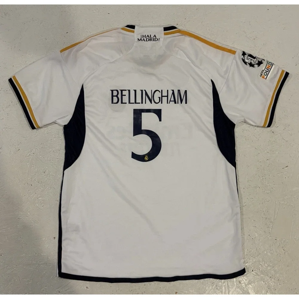 Real Madrid 2024 2025 Home Soccer Jersey #5 Bellingham Adidas Mens L Slim
